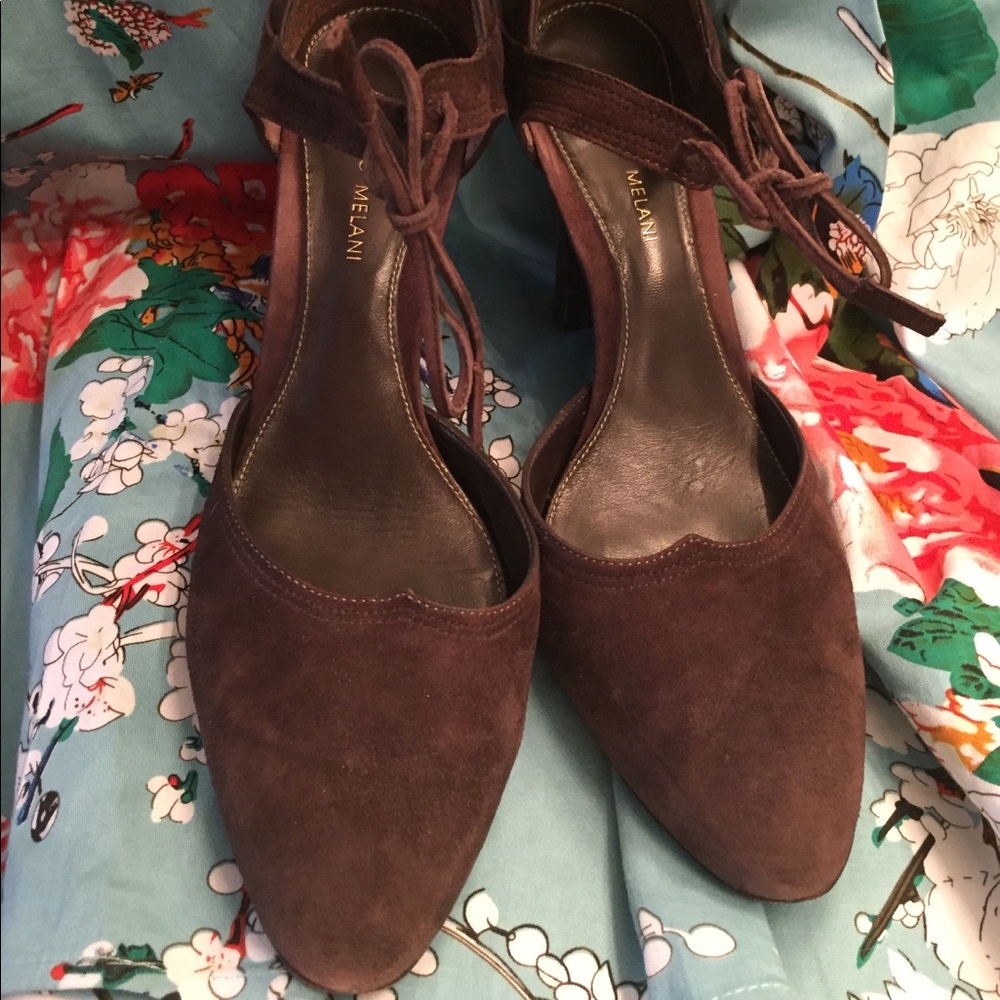 Antonio Melani Brown Suede Lace-Up Heels